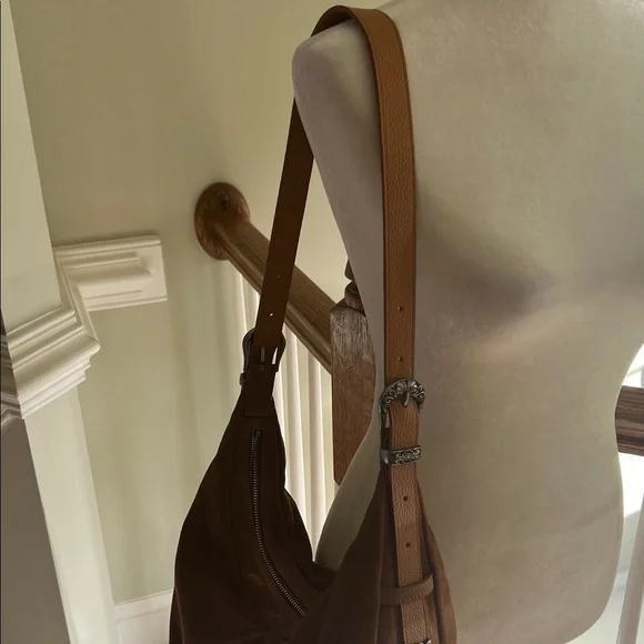 Sundance Camel/Saddle Suede Shoulder Slouch Bag, Western Boho Bag, NWT